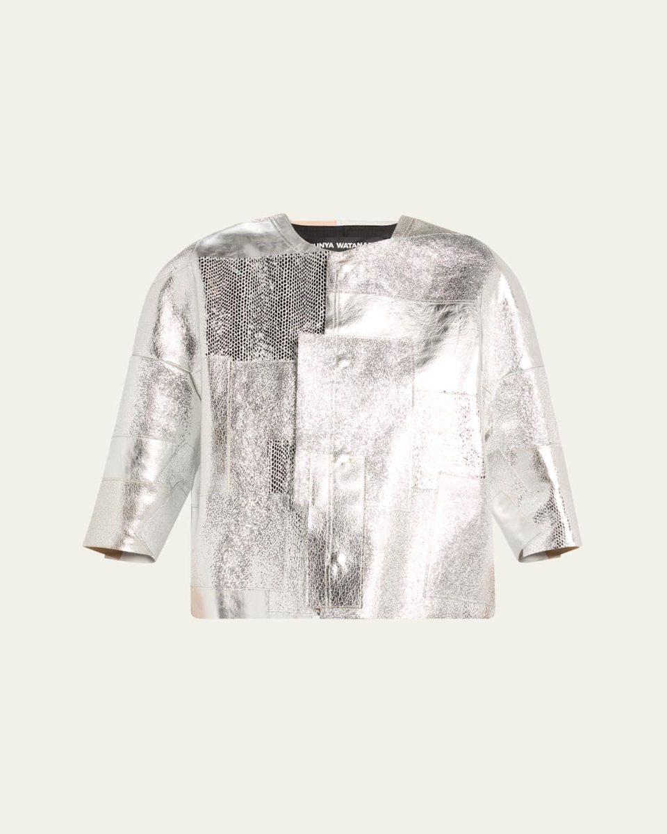 Deconstructed Metallic Leather Jacket